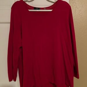 Tahari Vibrant Red Long Sleeve Top